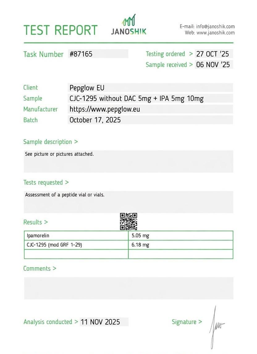 COA — CJC-1295 sem DAC + Ipamorelin
